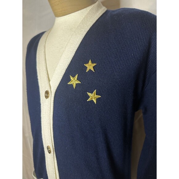 Vintage 80’s Patriotic Star Embroidered Cardigan Sweater - Picture 2 of 6